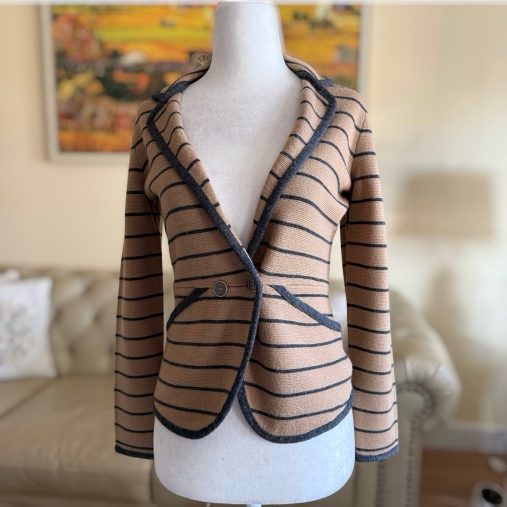 Halogen Tan and Black Blazer with Shawl Collars